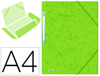 CHEMISE ELBA EUROFOLIO CARTE GRAINEE 450G A4 210X297MM 3   RABATS ELASTIQUE ETIQUETTE    DOS COLORIS VERT FONCE