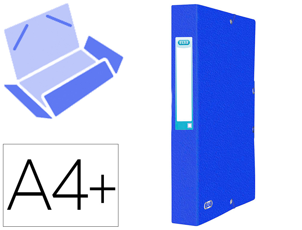 BOITE CLASSEMENT ELBA EUROFOLIO CARTE GRAINEE 600G  7/10E A4+ DOS 60MM 3 RABATS   ELAST ETIQ DORSALE BLEU GITANE
