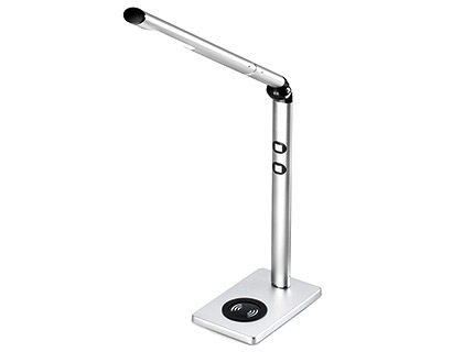 LAMPE CEP CLED 800 BASE QI INTÉGRÉE PORT USB RECHARGE PAR INDUCTION TÉLÉPHONE TABLETTE COLORIS GRIS MÉTALLISÉ