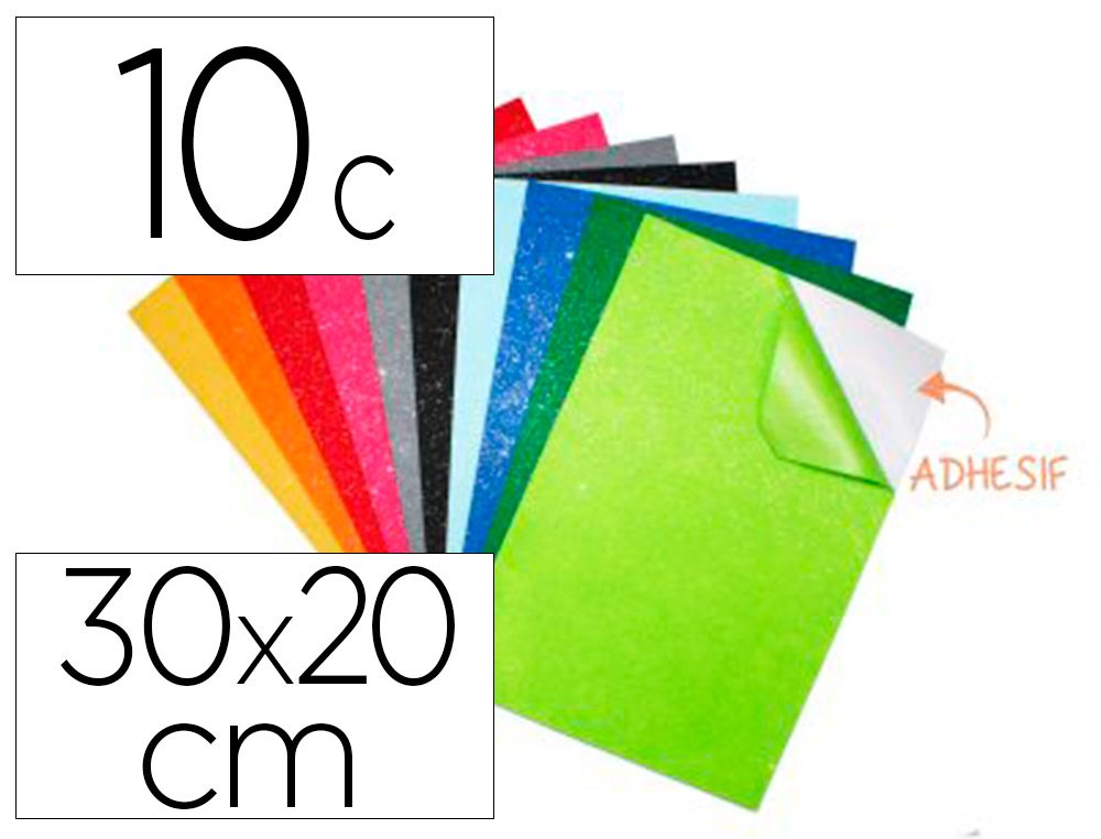 FEUTRINE ADHESIVE PAILLETEE SODERTEX 1MM 200X300MM 10     COUPONS COLORIS ASSORTIS
