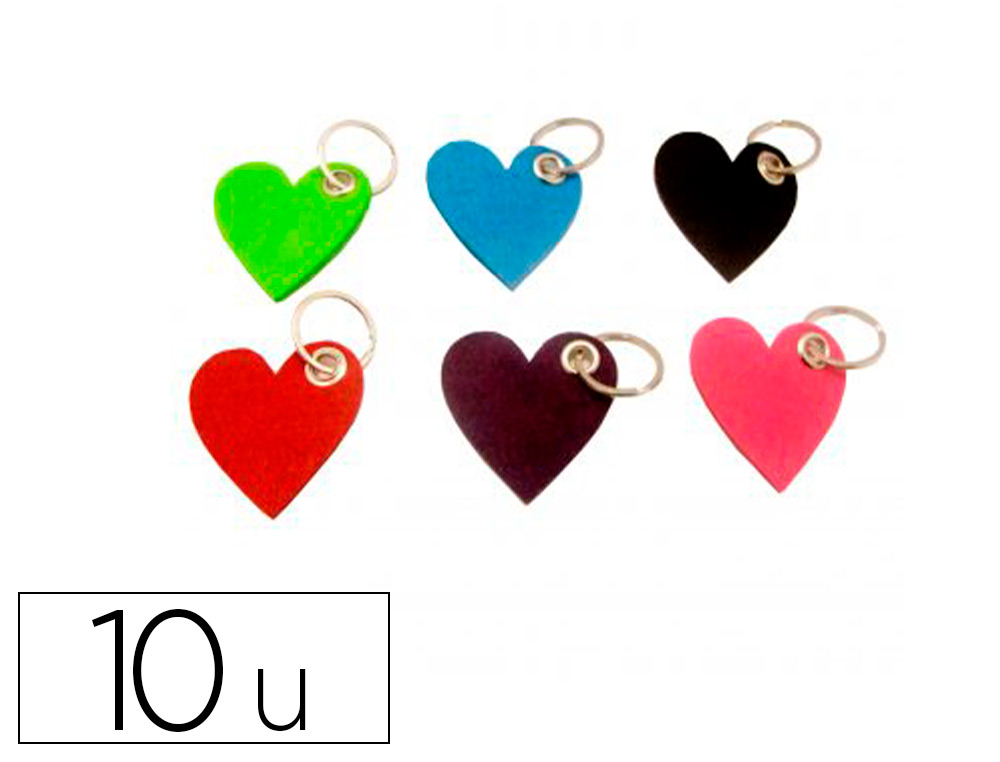FEUTRINE SODERTEX PORTE-CLES COEUR 3MM DIAM. 55MM 10 PCS 6 COLORIS ASSORTIS