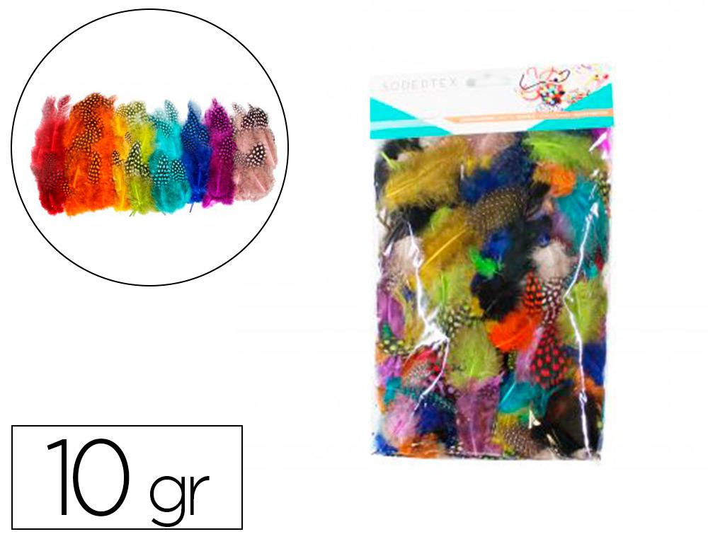 PLUMES DE PINTADE THEME PASTEL MULTICOULEURS 10G 47CM 10 COLORIS ASSORTIS