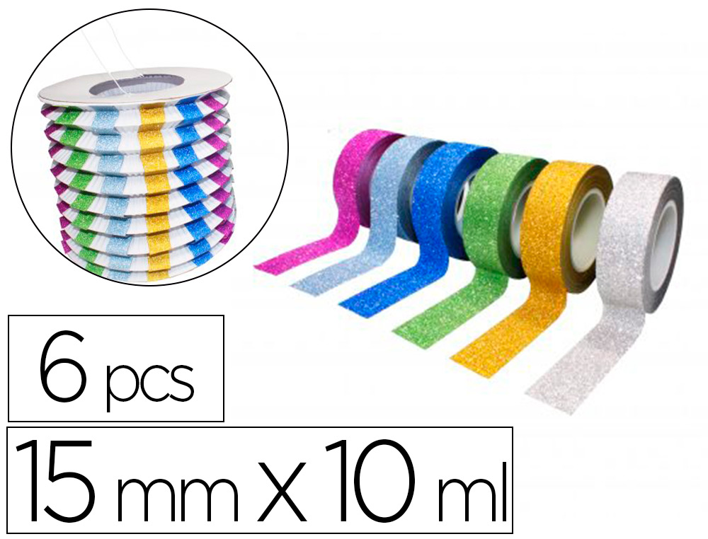 RUBANS ADHESIFS SODERTEX THEME GLITTER 15 MM X 10 ML 6 PCS