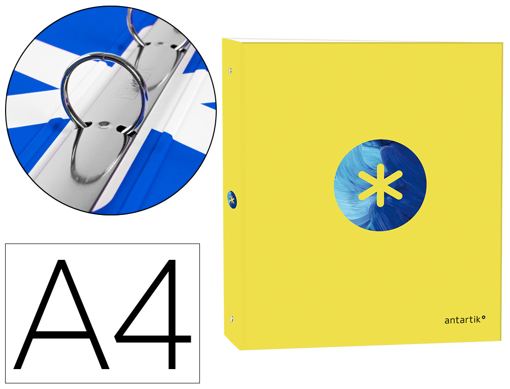 CLASSEUR ANTARTIK TRENDING TOPIC 2020 4 ANNEAUX RONDS    25MM FEUILLET MOBILE A4 5X5MM COLORIS JAUNE