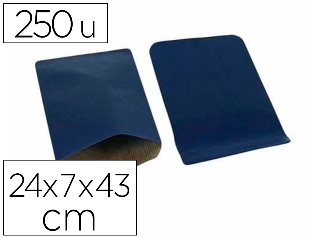 POCHETTE PLATE APLI AGIPA KRAT VERGE SOUFFLET 24X7X43CM PAQUET 250 UNITES COLORIS     BLEU