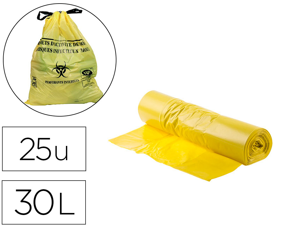 SAC PLASTIQ JAUNE 21 RLX25 30 LITRES