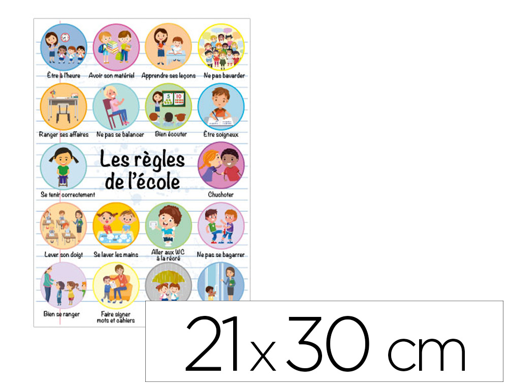 PANNEAU AFFICHAGE PVC SIGNALETIQUE BIZ REGLES DE    L'ECOLE 21X30CM
