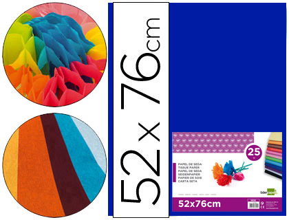 PAPIER DE SOIE LIDERPAPEL 52X76CM 18G/M2 UNICOLORE BLEU SACHET 25F