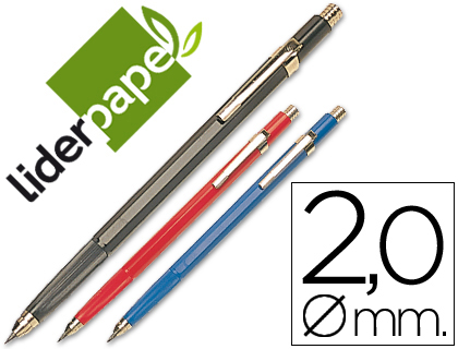 PORTE-MINE LIDERPAPEL PLASTIQUE GRAFO 2MM RTRACTABLE CLIP MTALLIQUE CONTIENT MINES ET TAILLE-MINES