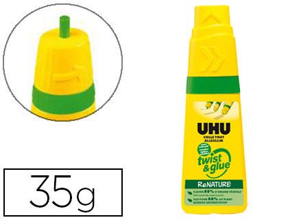 COLLE UHU TWIST&GLUE 3 EN 1 EXTRA FORTE TRANSPARENTE MULTI-MATÉRIAUX COLLAGE PRÉCIS FIN LARGE SANS SOLVANT FLACON 35G