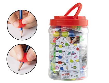 ADAPTATEUR CRAYON LIDERPAPEL PLASTIQUE IDÉAL APPRENTISSAGE ÉCRITURE GAUCHER/DROITIER COULEUR BLEU ROUGE PAQUET 2 UNITÉS