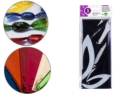 PAPIER CELLOPHANE LIDERPAPEL 50X70CM 22G/M2 UNICOLORE VIOLET BRILLANT SACHET 5F