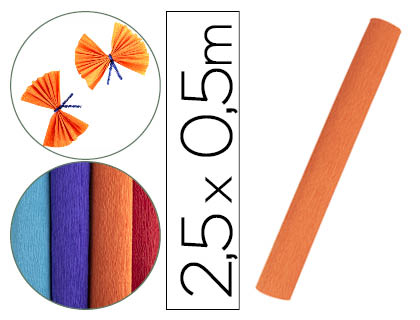 PAPIER CREPON LIDERPAPEL ROULEAU 50CMX2,5M 85GR        COLORIS ORANGE