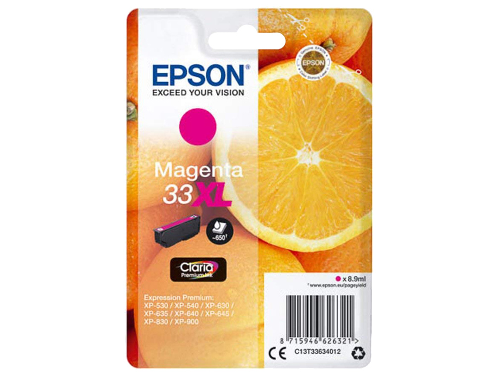 CARTOUCHE EPSON T3363 XL JET D'ENCRE ORANGE CLARIA COULEUR MAGENTA