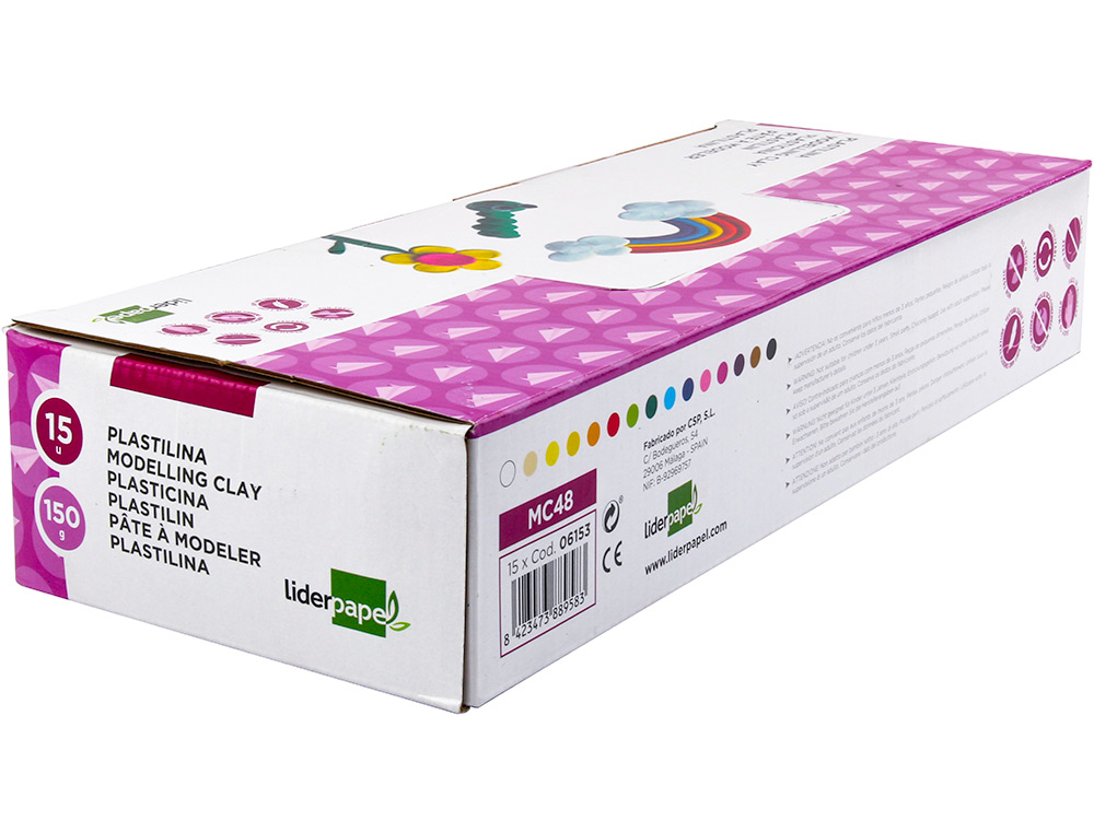 PTE  MODELER LIDERPAPEL VGTALE 15 COLORIS ASSORTIS ASSORTIMENT 15 PAINS DE 150G