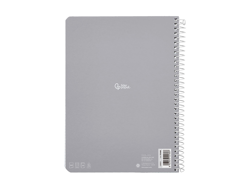 CAHIER SPIRALE LIDERPAPEL SERIE SMART COUVERTURE        CARTONNEE A4 21X29,7CM 80F    60G/M2 5X5MM COIL-LOCK