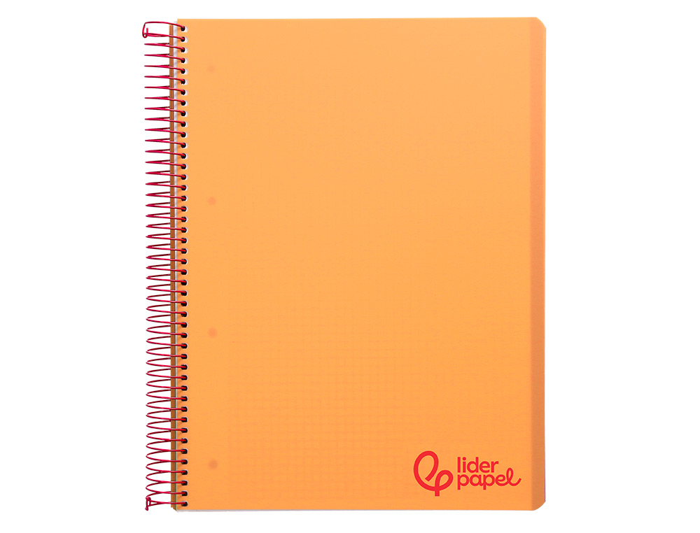 CAHIER SPIRALE LIDERPAPEL A4 MICRO WONDER 240 PAGES 90G 5X5MM 4 TROUS 5 BANDES COULEURS ORANGE