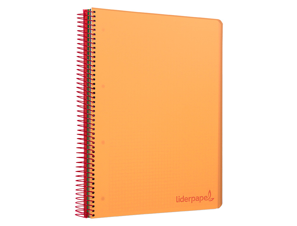 CAHIER SPIRALE LIDERPAPEL A4 MICRO WONDER 240 PAGES 90G 5X5MM 4 TROUS 5 BANDES COULEURS ORANGE