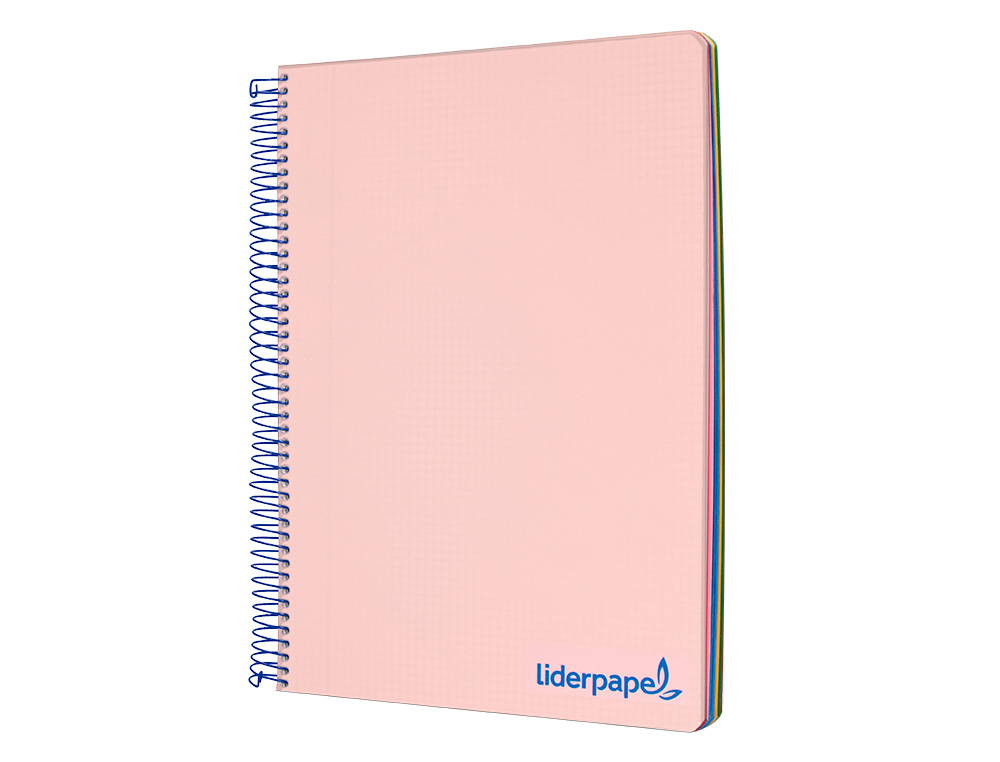 CAHIER SPIRALE LIDERPAPEL A4 MICRO WONDER 240 PAGES 90G 5X5MM 4 TROUS 5 BANDES COULEURS ROSE
