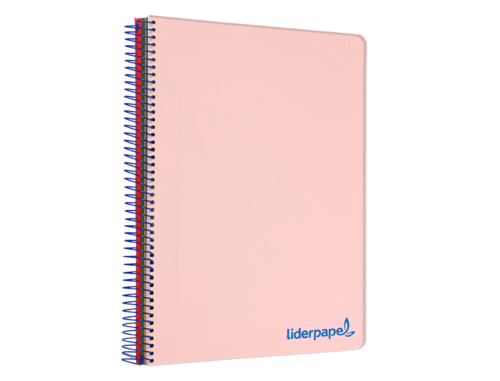 CAHIER SPIRALE LIDERPAPEL A4 MICRO WONDER 240 PAGES 90G 5X5MM 4 TROUS 5 BANDES COULEURS ROSE