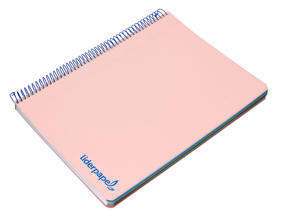 CAHIER SPIRALE LIDERPAPEL A4 MICRO WONDER 240 PAGES 90G 5X5MM 4 TROUS 5 BANDES COULEURS ROSE