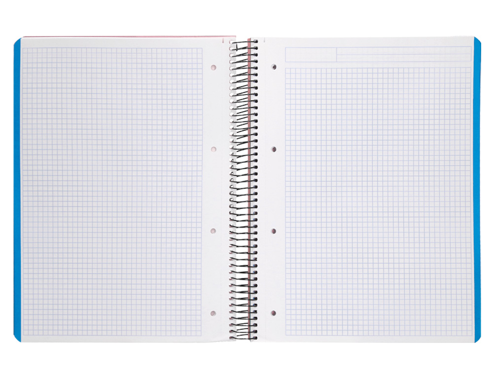 CAHIER SPIRALE LIDERPAPEL A4 MICRO WONDER 240 PAGES 90G 5X5MM 4 TROUS 5 BANDES COULEURS ROSE