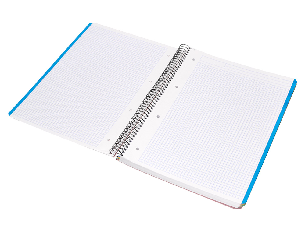 CAHIER SPIRALE LIDERPAPEL A4 MICRO WONDER 240 PAGES 90G 5X5MM 4 TROUS 5 BANDES COULEURS ROSE