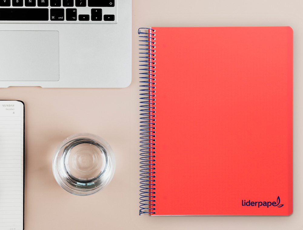 CAHIER SPIRALE LIDERPAPEL A4 MICRO WONDER 240 PAGES 90G    5X5MM 4 TROUS 5 BANDES        COULEURS ROUGE