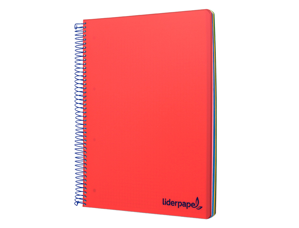 CAHIER SPIRALE LIDERPAPEL A4 MICRO WONDER 240 PAGES 90G    5X5MM 4 TROUS 5 BANDES        COULEURS ROUGE