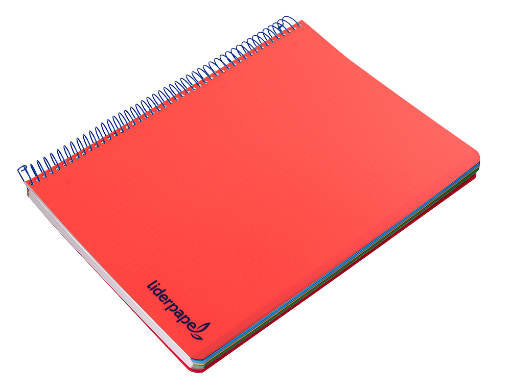 CAHIER SPIRALE LIDERPAPEL A4 MICRO WONDER 240 PAGES 90G    5X5MM 4 TROUS 5 BANDES        COULEURS ROUGE