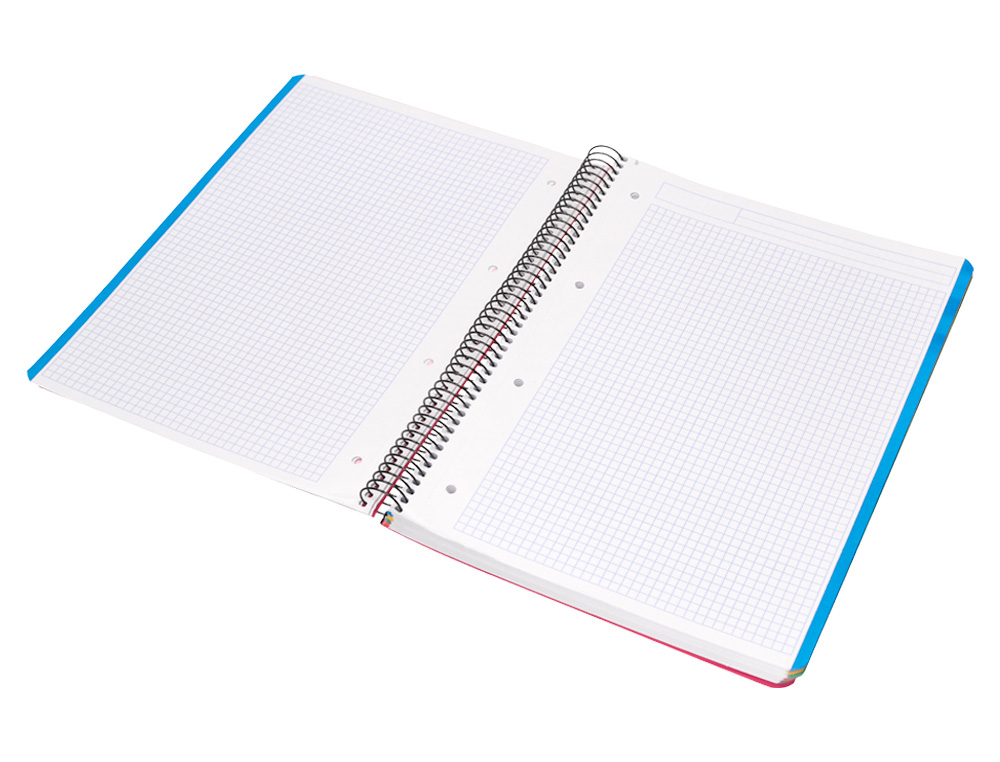 CAHIER SPIRALE LIDERPAPEL A4 MICRO WONDER 240 PAGES 90G    5X5MM 4 TROUS 5 BANDES        COULEURS ROUGE
