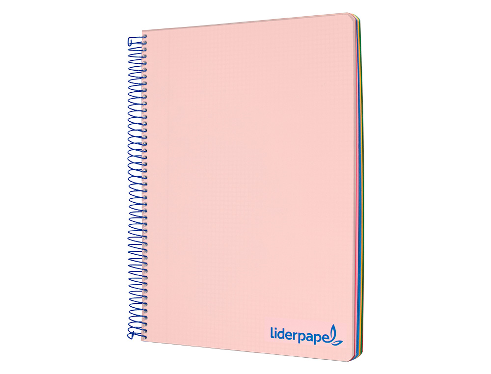 CAHIER SPIRALE LIDERPAPEL A5 MICRO WONDER 240 PAGES 90G    5X5MM 6 TROUS 5 BANDES        COULEURS ROSE