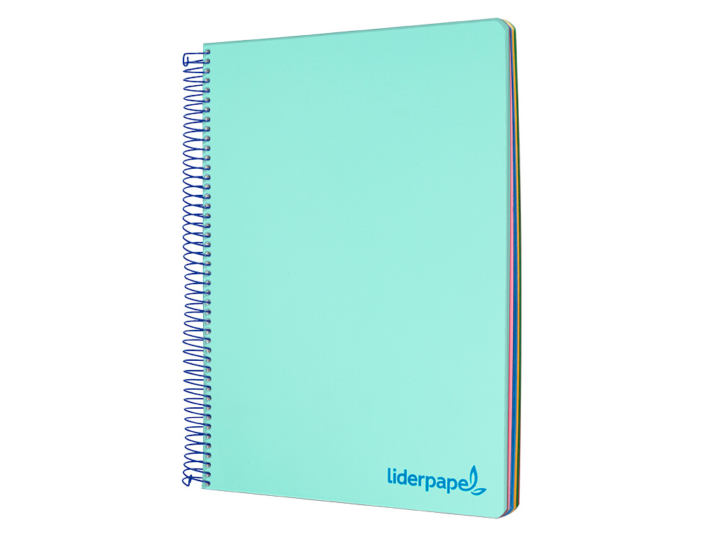 CAHIER SPIRALE LIDERPAPEL A5 MICRO WONDER 240 PAGES 90G    5X5MM 6 TROUS 5 BANDES        COULEURS VERT