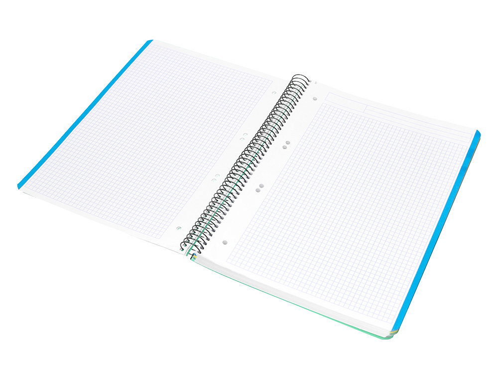 CAHIER SPIRALE LIDERPAPEL A5 MICRO WONDER 240 PAGES 90G    5X5MM 6 TROUS 5 BANDES        COULEURS VERT