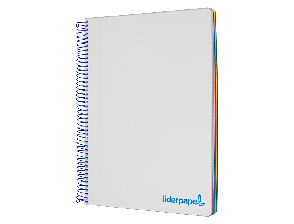 CAHIER SPIRALE LIDERPAPEL A5 MICRO WONDER 240 PAGES 90G    5X5MM 6 TROUS 5 BANDES        COULEURS GRIS