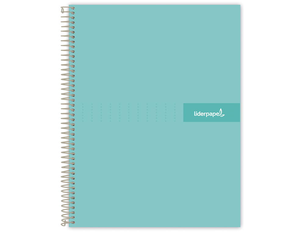 CAHIER SPIRALE LIDERPAPEL CRAFTY COUVERTURE CONTRECOLLE A5 240P 90G/M2 5X5MM MICROPERFOR 6 TROUS COLORIS TURQUOISE