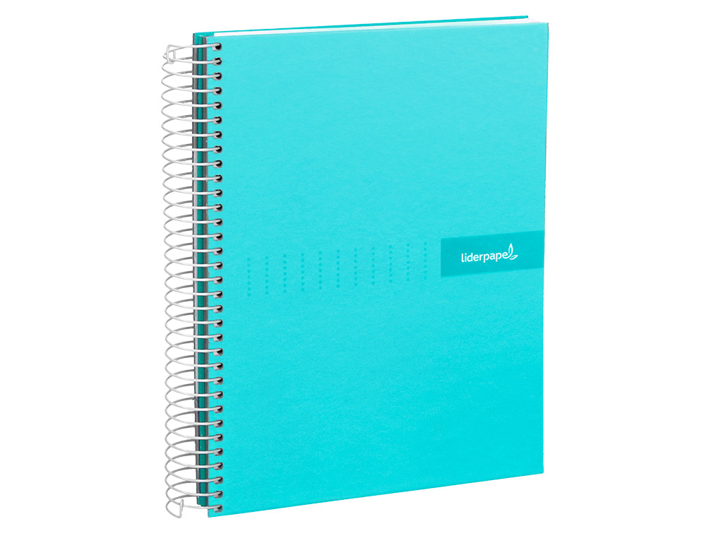 CAHIER SPIRALE LIDERPAPEL CRAFTY COUVERTURE CONTRECOLLE A5 240P 90G/M2 5X5MM MICROPERFOR 6 TROUS COLORIS TURQUOISE