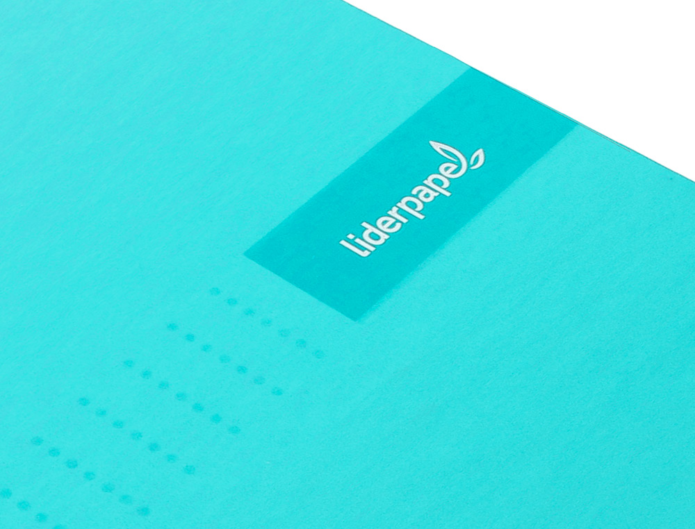 CAHIER SPIRALE LIDERPAPEL CRAFTY COUVERTURE CONTRECOLLE A5 240P 90G/M2 5X5MM MICROPERFOR 6 TROUS COLORIS TURQUOISE