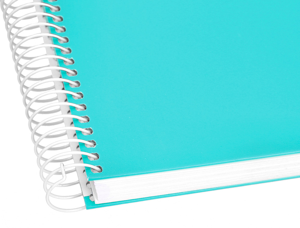 CAHIER SPIRALE LIDERPAPEL CRAFTY COUVERTURE CONTRECOLLE A5 240P 90G/M2 5X5MM MICROPERFOR 6 TROUS COLORIS TURQUOISE