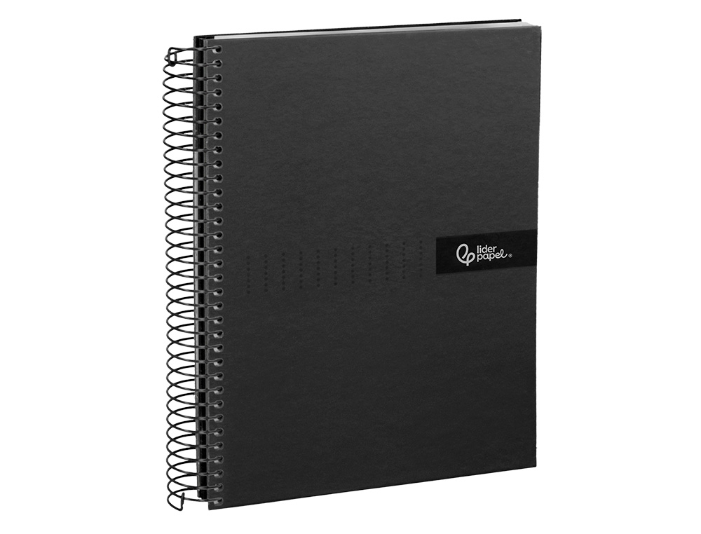 CAHIER SPIRALE LIDERPAPEL CRAFTY COUVERTURE CONTRECOLLE A4 240P 90G/M2 5X5MM MICROPERFOR4 TROUS COLORIS NOIR