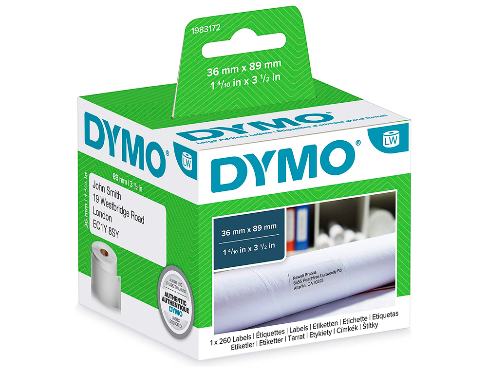 ROULEAU TIQUETTES DYMO LABEL WRITER 89X36MM IMPRESSION THERMIQUE DIRECTE LARGE BAS VOLUME USAGE ADRESSE 130 UNITS