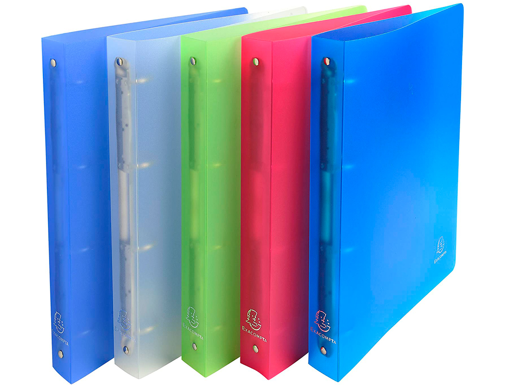CLASSEUR EXACOMPTA CHROMALINE 4 ANNEAUX 30MM A4 POLYPROPYLÈNE DOS 40MM 5 COLORIS ASSORTIS 10 UNITÉS