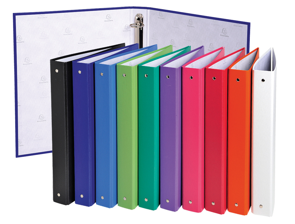 CLASSEUR EXACOMPTA 4 ANNEAUX A4 POLYPROPYLNE REMBORD 18/10E 30MM DOS 40MM 10 COLORIS ASSORTIS 20 UNITS