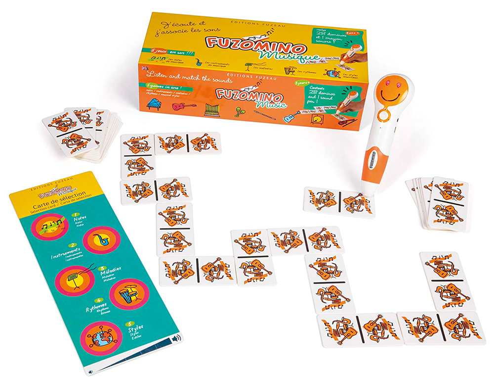 COFFRET DE JEUX ÉDITIONS FUZEAU FUZOMINO MUSIQUE 28 DOMINOS 1 CRAYON SONORE 1 CÂBLE USB 5 JEUX DIFFÉRENTS