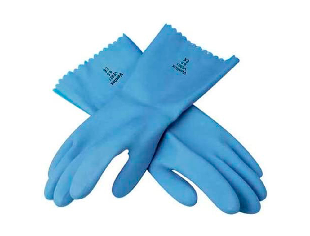 GANT LATEX DELTAPLUS SUPPORT COTON JERSEY LONGUEUR 30CM PAISSEUR 1.25MM COLORIS BLEU TAILLE 7/8 PAIRE