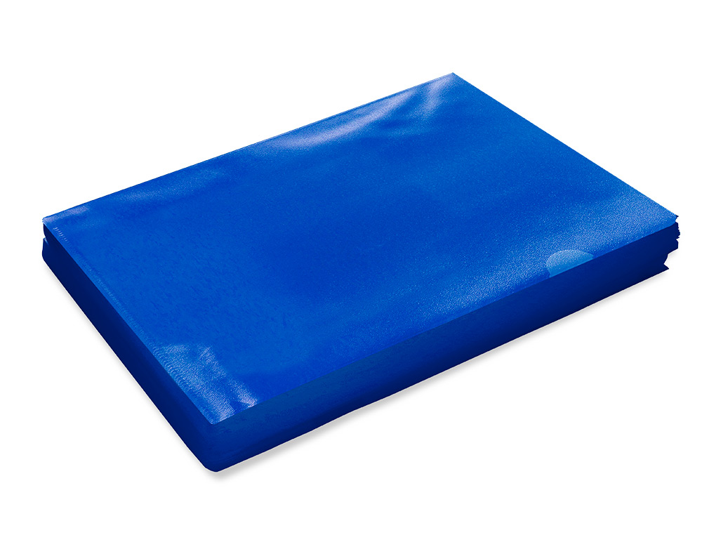 POCHETTE COIN Q-CONNECT POLYPROPYLNE GRAIN CONOMIQUE 12/100E COLORIS BLEU TRANSPARENT BOTE 100 UNITS