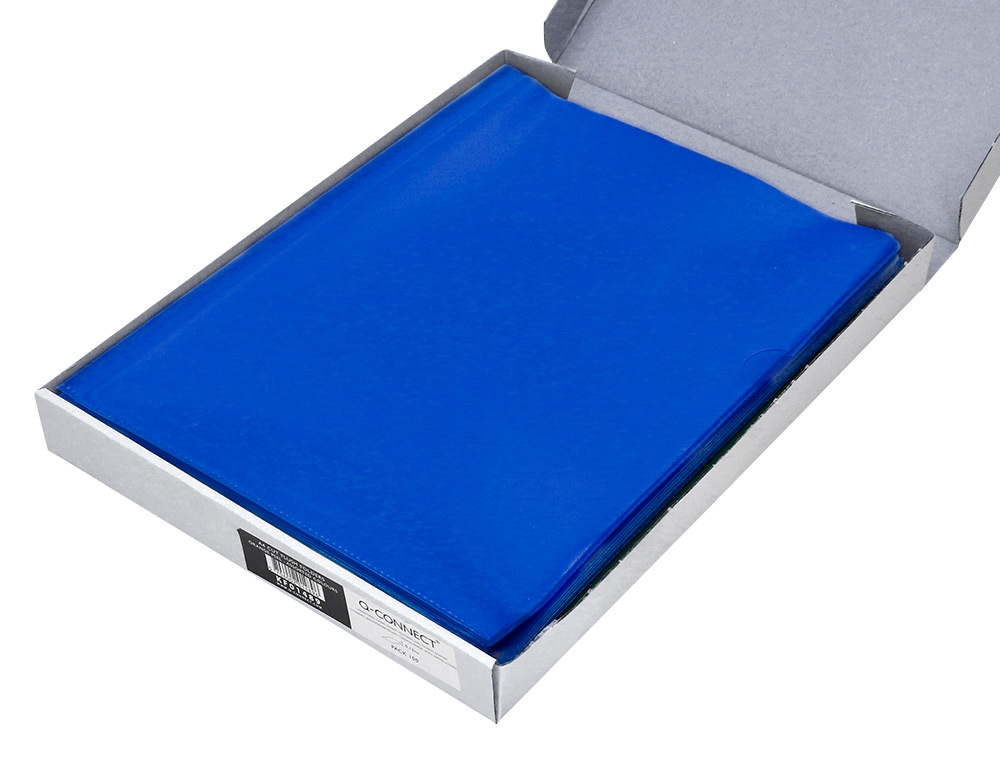 POCHETTE COIN Q-CONNECT POLYPROPYLNE GRAIN CONOMIQUE 12/100E COLORIS BLEU TRANSPARENT BOTE 100 UNITS