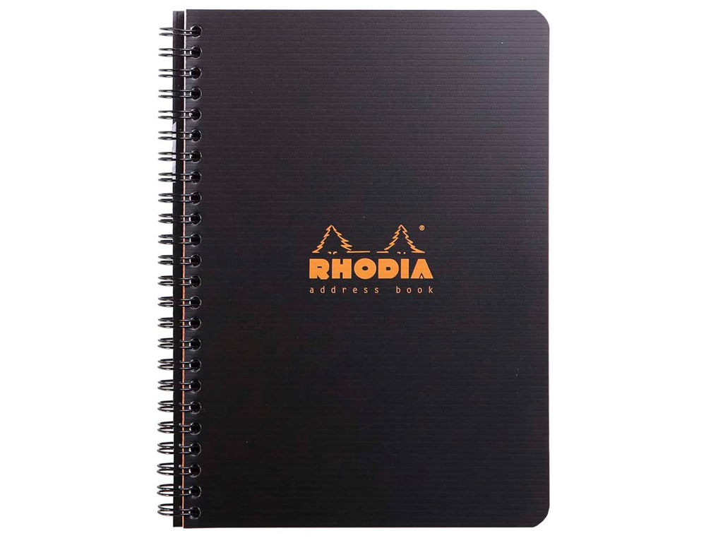 CAHIER RHODIACTIVE ADRESS BOOK RELIURE INTGRALE COUVERTURE PP A5 14,8X21CM 160 PAGES 90G ONGLETS POCHETTE CARTONNE