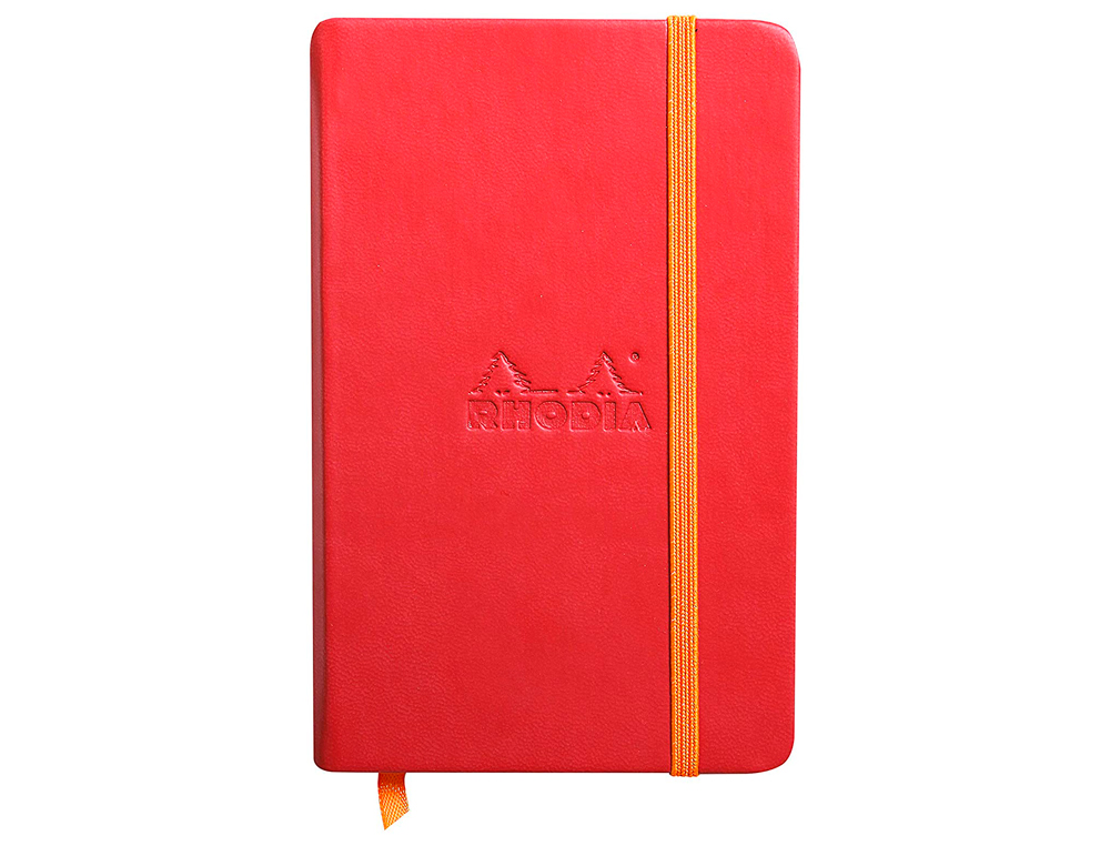 CARNET RHODIA WEBNOTEBOOK A6 9X14CM COUVERTURE SIMILI CUIR COQUELICOT 192 PAGES 90G UNI ÉLASTIQUE MARQUE-PAGE ORANGE