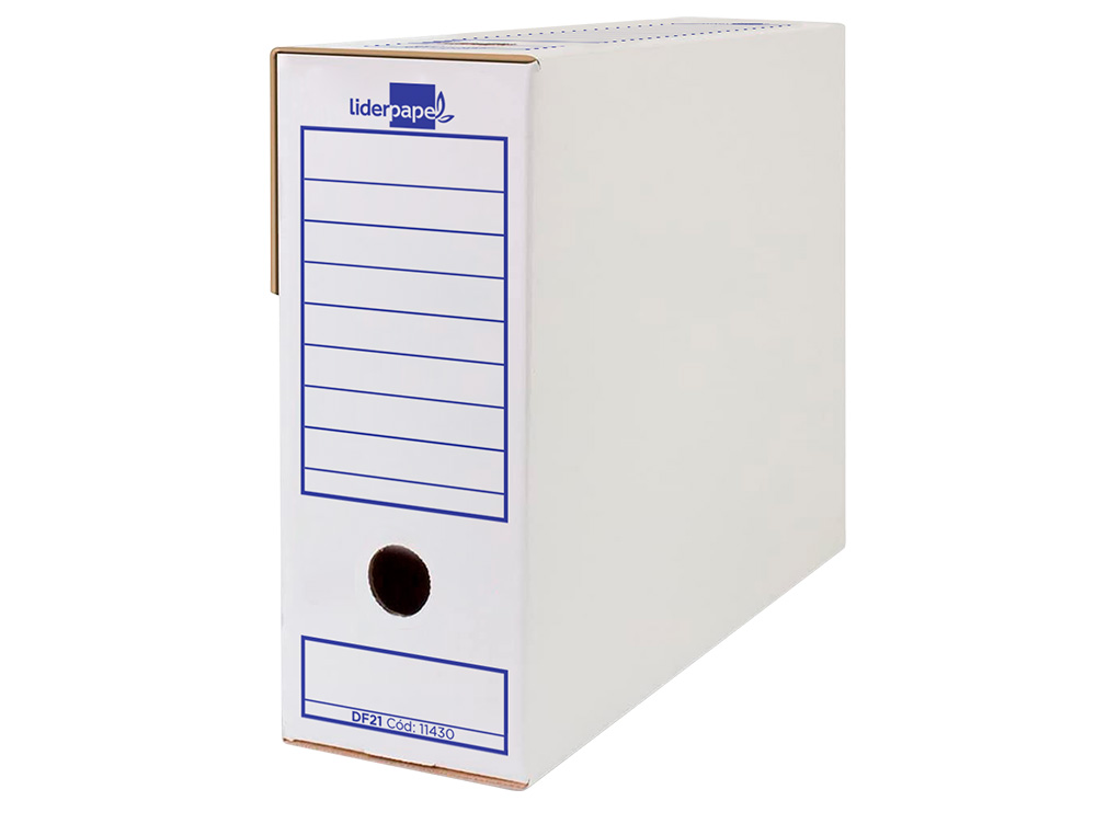BOITE A ARCHIVES LIDERPAPEL CARTON RECYCLE 340G/M2 DOS 116MM 388X116X275MM COLORIS BLANC